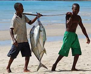 Fishermen on the beach in Madagascar