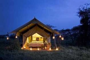 Tented romantic accommodation in Serengeti