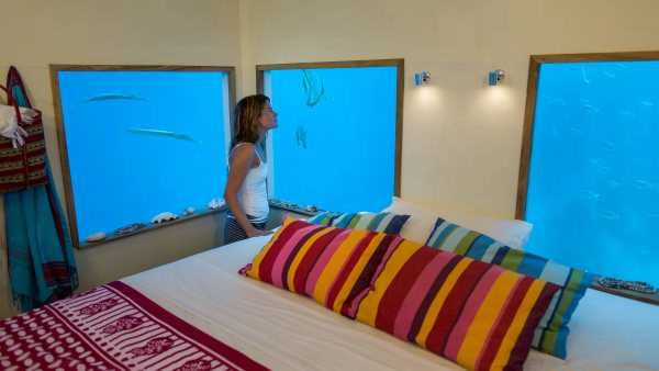 Manta Resort Underwater Room bedroom