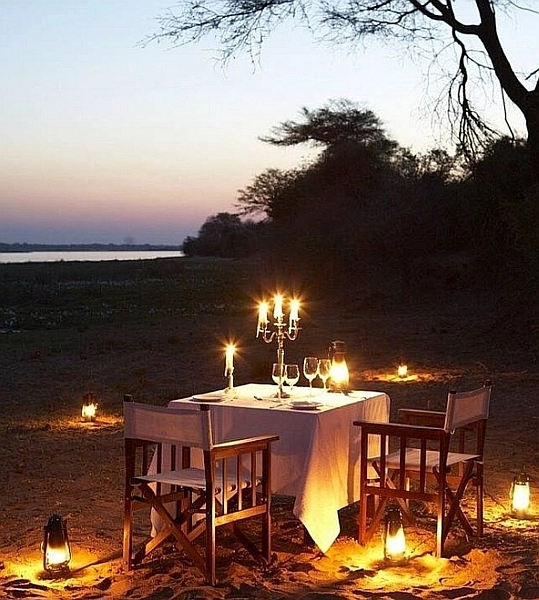 Royal Zambezi Lodge romantic dinner
