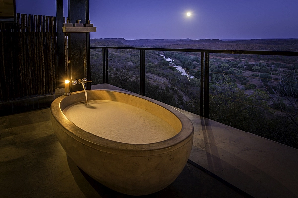 The Outpost luxury accommodation bath with view