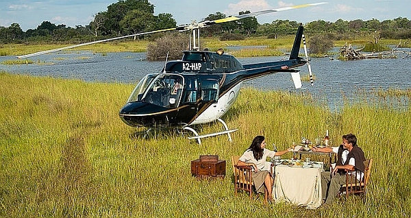 Romantic safari adventures in Botswana by helicopter
